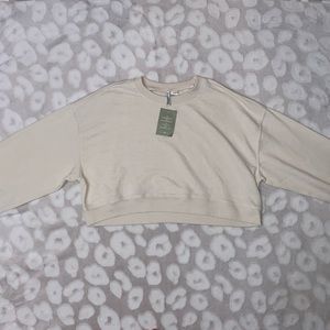 NWT H&M Cream Cropped Sweatshirt in Size XL